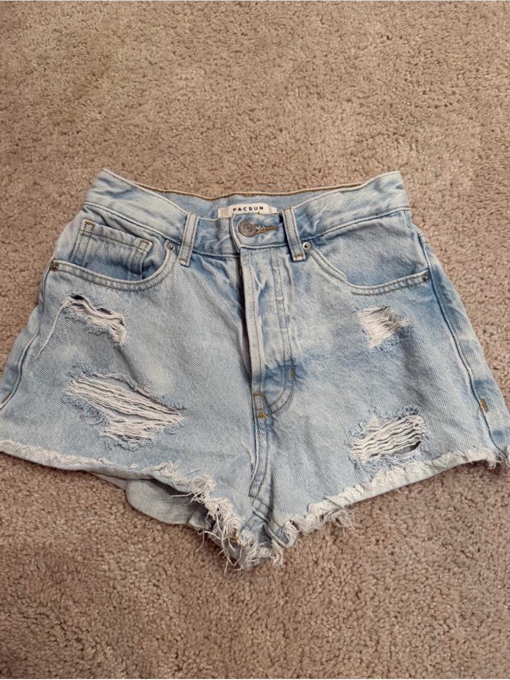 PacSun Vintage High Rise Distressed Denim Shorts Light Wash 23